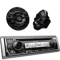 KENWOOD KMR-D382BT Marine Stereo Bluetooth, CD  &amp; 2X KFC-1653MRW 6.5&#034; Speakers