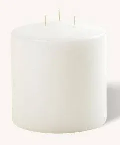 Hyoola White Three Wick Large Candle - 6 x 6 Inch - Unscented Big Pillar Candles - 146 Hour - European Made