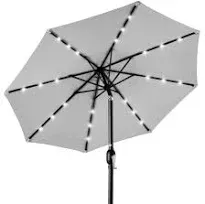 Best Choice Products 10ft Fog Gray Solar Polyester LED Lighted Patio Umbrella