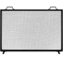 Best Choice Products 38x27in Single Panel Fireplace Screen Handcrafted Steel Mesh Spark Guard w/ Handles - Black