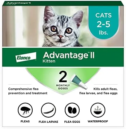 Elanco Advantage II Kitten Flea Treatment &amp; Prevention For Cats 2-5 lbs 2 Doses