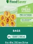 FoodSaver Heat-Seal Bags, Pre-Cut, Quart Size - 44 bags