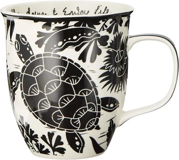 Boho Black and White Sea Turtle Mug