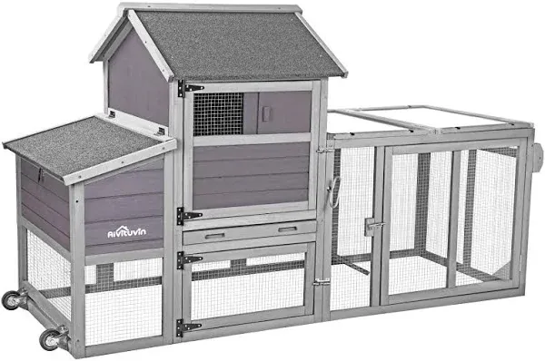 Aivituvin Chicken Coop Expandable Chicken House with Wheel Large Hen House Movable Poultry Cage, Easy Combination with Second Coop