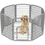 Iris USA 34 inch Exercise 8-Panel Pet Playpen with Door, Chrome