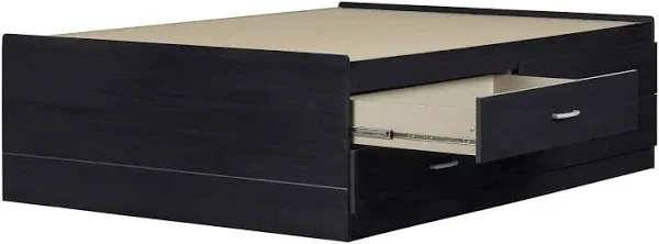 South Shore Cosmos Full Captain Bed with 4 Drawers in Black Onyx