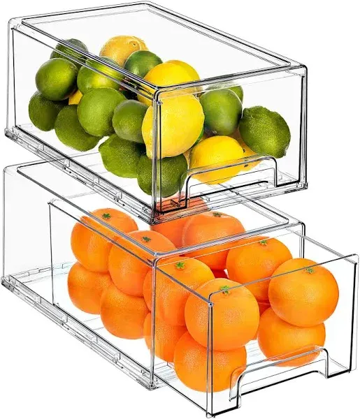 Sorbus Fridge Drawers Clear Stackable Pull Out Organizer Bins