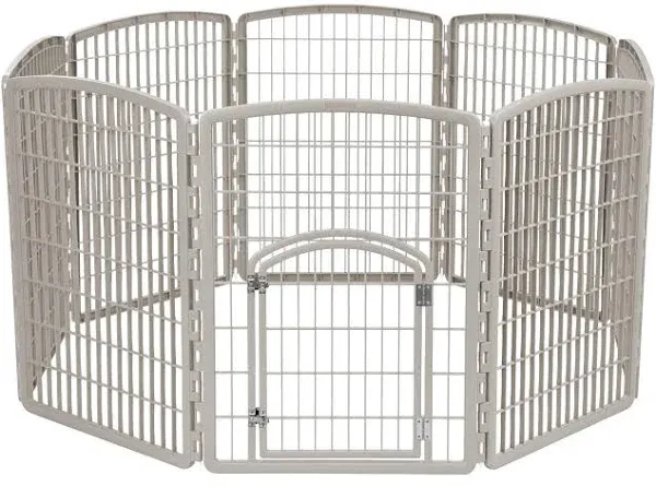 Iris USA 34 inch Exercise 8-Panel Pet Playpen with Door, Chrome