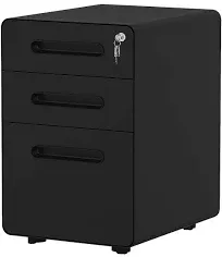 File Cabinet 3 Drawer Rolling Lockable Storage Filing Cabinet Metal Organiser