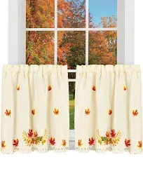 Red Barrel Studio Embroidered Scrolling Autumn Leaves Window Curtains