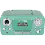 Studebaker SB2135BTTS Bluetooth Portable CD Player Radio Cassette (Teal/Silver)