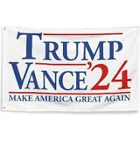 Donald Trump and J.D. Vance 2024 Make America Great Again 3x5 Flag | Trump Vance '24 Single-Side Flag Banner with Grommets on Side