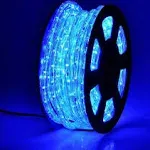 DINGFU 50ft 360 LED Waterproof Rope Lights,110V Connectable Indoor Outdoor Blue Rope Lights for Deck, Patio, Pool, Camping, Bedroom Decor, Landscape