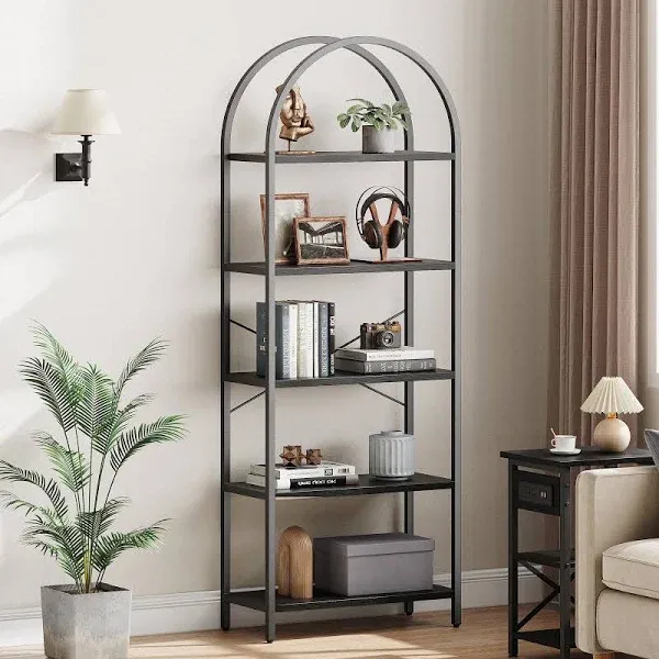 IDEALHOUSE 5 Tier Arched Bookshelf Display Racks Tall Standing Bookshelves