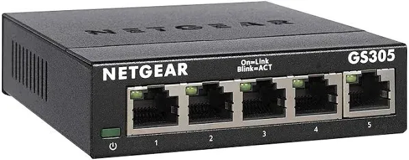 Netgear 5-Port Gigabit Ethernet Smart Managed Plus, Network Switch, Hub, Internet Splitter (GS305E)