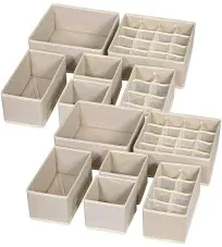 TENABORT 12 Pack Foldable Drawer Organizer Dividers Cloth Storage Box Closet Dresser Organizer Cube Fabric Containers Basket Bins for Underwear Bras