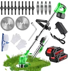 Electric Weed Wacker Battery Powered，Cordless Weed Wacker Eater 3-in-1 Lightweight String Trimmer/Weed Trimmer/Brush Cutter for Yard Lawn and Garden