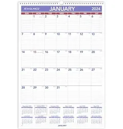 At-a-glance Monthly Wall Calendar with Ruled Daily Blocks 12 x 17 White Sheets 12-Month Jan to Dec 2024