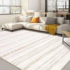 Nakagishi Area Rug Living Room Rugs Large Soft Machine Washable Boho Moroccan Farmhouse Neutral Stain Resistant Indoor Floor Rug Carpet For Bedroom