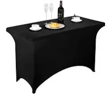 LZY Spandex Fitted Stretch Table Cover for 6 ft or 4ft or 8ft Folding Table, Rectangular Cocktail Tablecloth, Perfect for Party or Banquet