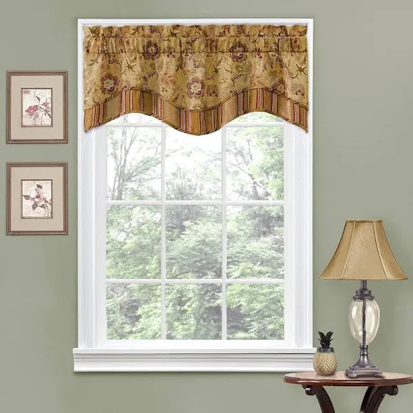 Waverly Navarra Farmhouse Scalloped Valance Rod Pocket Window Curtain for