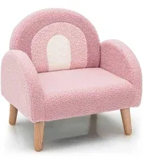 INFANS Kids Sofa, Toddler Armchair with Solid Wooden Frame Anti-Tipping Design Plush Fabric, Upholstered Children Chair, Pink