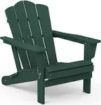  Folding Adirondack Chair, HDPE All-Weather Folding Folding Design Green