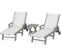 POLYWOOD Coastal 3-Piece Wheeled Chaise Set