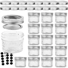 VERONES Mason/Canning Jars, 4 oz Jelly Jars with Regular Lids and Bands, Ideal for Jam, Honey, Wedding/Shower Favors, DIY Spice