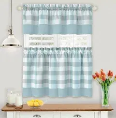 GoodGram Modern Country Farmhouse 3 Piece Buffalo Plaid Checkered Cafe Kitchen Curtain Tier & Valance Set - Assorted Colors & Sizes (Black, 36 in. L)