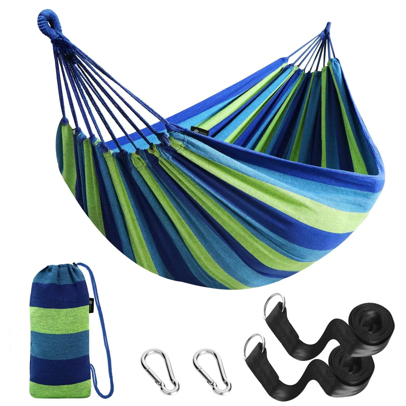 Anyoo Single Cotton Outdoor Hammock Multiples Load Capacity Up to 450 Lbs Por...