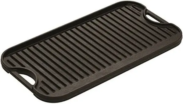 Lodge Logic Cast-Iron Reversible Grill & Griddle, Black