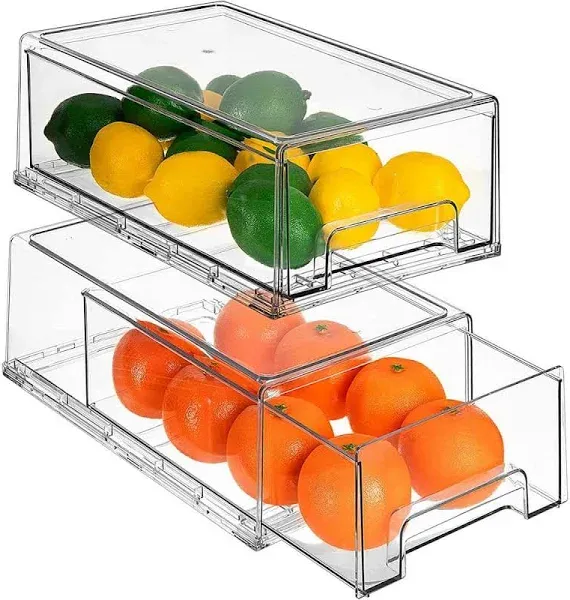 Sorbus Clear Stackable Pull Out Fridge Drawers