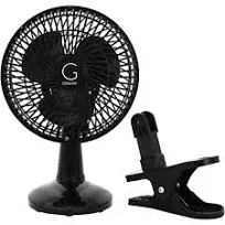 Avalon 6 inch Clip-On Fan with Attachable Table-Top Base, Black