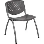 Hercules Series 880 lb. Capacity Plastic Stack Chair with Titanium Powder Coated Frame, Gray