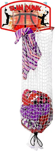 Bundaloo Slam Dunk Basketball Hamper Over The Door 2 in 1 Hanging Basketball Hoop Or Laundry Hamper Boys & Girls Room Decor