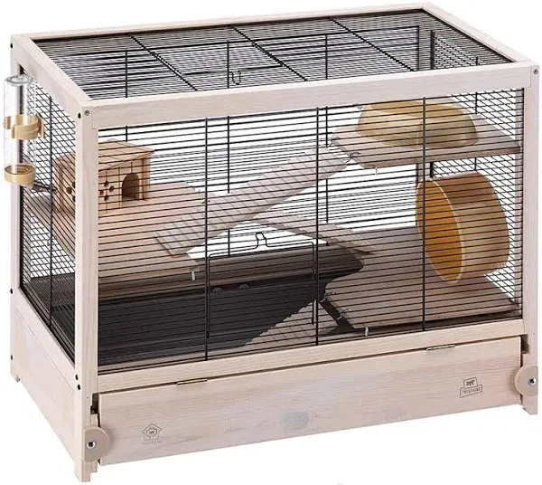 Ferplast HAMSTERVILLE Hamster Habitat Cage, Sturdy Wooden Structure, Black