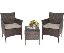 PayLessHere 3-Piece Outdoor Wicker Conversation Bistro Set