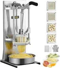 VEVOR Commercial French Fry Cutter with 4-Replacement Blades, 1/4 in. and 3/8 in. Blade Easy Dicer Chopper