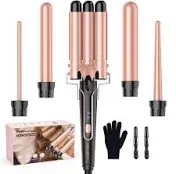 BESTOPE PRO Waver Curling Iron Wand 5 in 1 Curling Wand Set with 3 Barrel Hair Crimper for Women