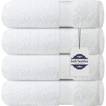 Infinitee Xclusives Premium Bath Towels Set of 4-27x54 Inches, 100% Ring-Spun Cotton, Soft, Absorbent, Quick Dry, Durable, Ideal for Daily Use