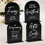 KOSKIMER 4 Pcs Acrylic Wedding Signs for Ceremony and Reception 5x7 Inch Blac...