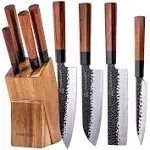 Japanese Chef Knife Set, 3 Layer 9CR18MOV Clad Steel w/Rosewood Handle and Bl...