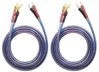 KK Cable KK YB-ZB 1Pair Set(4 Spade Plug & 4 Banana Plug) HiFi OFC Speaker Wire, Spade Plug to Pin Type Plug 1.5M(4.92ft)/3M(9.84ft)/5M(1