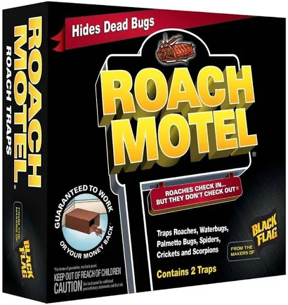 Black Flag Roach Motel Cockroach Killer bait Glue Trap 2 ct, Pack of 4