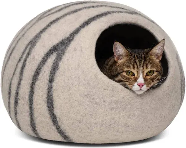 Meowfia Premium Felt Cat Bed Cave Handmade 100% Merino Wool Bed for Cats and Kittens