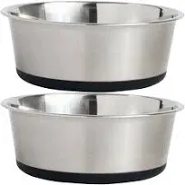 Gorilla Grip Stainless Steel Metal Dog Bowl Set of 2 Rubber Base