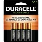 Duracell® Rechargeable StayCharged NiMH Batteries, AA, 4/Pack