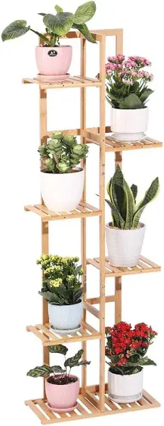 ROSSNY Plant Stand Indoor, 6 Tier 7 Potted Bamboo Plant Stands for Indoor Plants, Corner Plant Stand,Plant Shelf for Indoor, Tiered Plant Stands, Tal