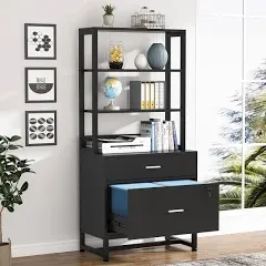 Large Lateral Filing Cabinet with 2 Drawers and Lock